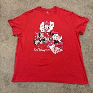 Authentic Disney Parks Daisy Donald MY VALENTINE Red T-Shirt Men’s Sz XXL EUC!